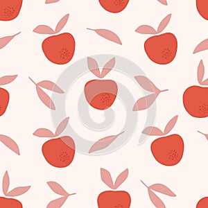 Apple silhouettes flat vector seamless pattern. Food abstract drawing