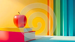 An apple sitting on top of a stack of books