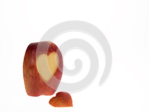 Apple slice with heart symbol