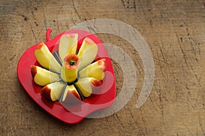 Apple Slicer on Vintage Cutting Board