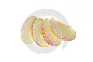 apple slices isolated on white background.