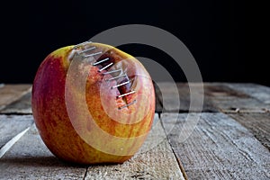 Apple with stapler