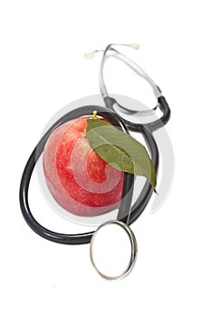 Apple and stethoscope