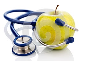 Apple and stethoscope photo