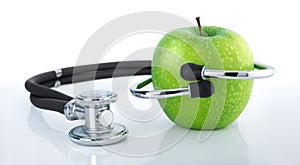 Apple and stethoscope - healthy diet