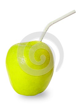 Apple with straw