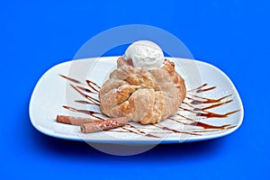 Apple strudel with ice cream