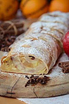 Apple strudel with plenty of apples