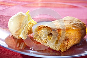 Apple strudel with vanilla icecream