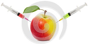 Apple stuck with syringe, Concept of genetic modification of fruits