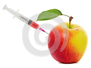 Apple stuck with syringe, Concept of genetic modification of fruits