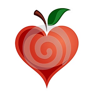 Apple symbol in the shape of heart.