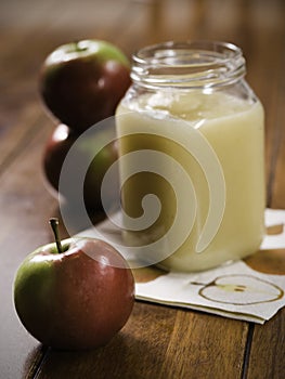 Apple on table with stewed