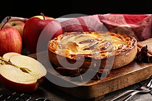 Apple tart. Gourmet traditional holiday apple pie sweet baked de