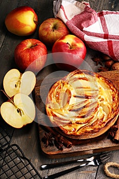 Apple tart. Gourmet traditional holiday apple pie sweet baked de