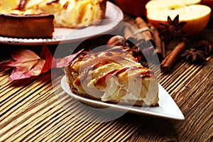 Apple tart. Gourmet traditional holiday apple pie sweet baked de