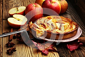 Apple tart. Gourmet traditional holiday apple pie sweet baked de