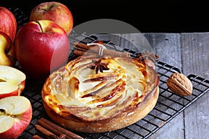 Apple tart. Gourmet traditional holiday apple pie sweet baked de