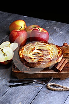 Apple tart. Gourmet traditional holiday apple pie sweet baked de