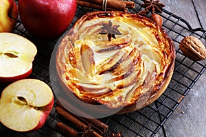 Apple tart. Gourmet traditional holiday apple pie sweet baked de