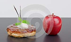 Apple tart Tatin with red apple