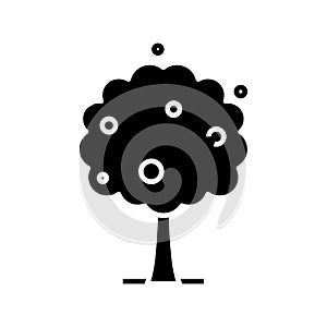 Apple tree black icon, concept illustration, vector flat symbol, glyph sign.