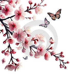 Apple tree branch in flowers. Delicate apple tree blossom blooming in spring, Close-up, nature in spring. Generative AI.