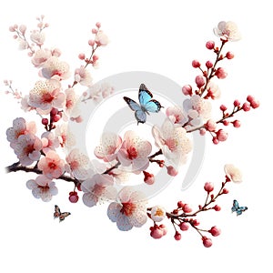 Apple tree branch in flowers. Delicate apple tree blossom blooming in spring, Close-up, nature in spring. Generative AI.
