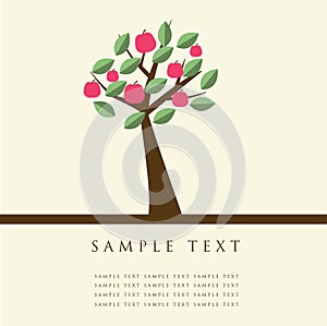 Apple tree. Design for greeting card