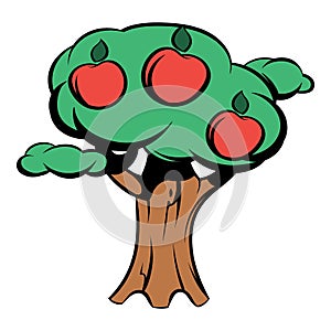 Apple tree icon cartoon