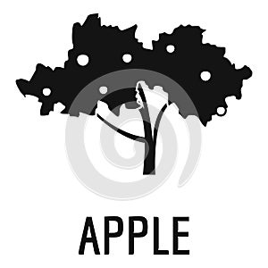 Apple tree icon, simple black style