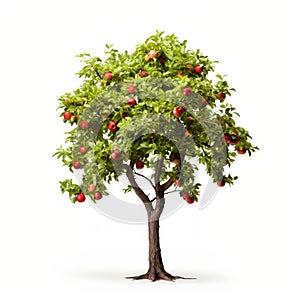 Apple tree, isolated white background, Suitable for use in design Decoration work