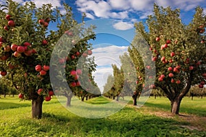 apple tree orchard landscape during harvest season