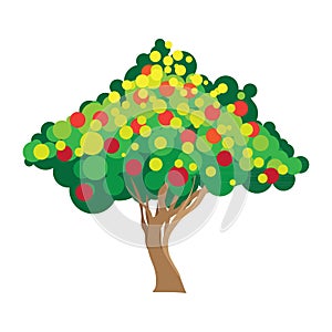 Apple tree. Vector illustration on white