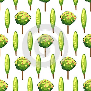 Apple trees and cypresses seamless pattern photo