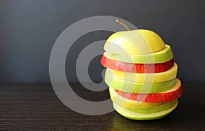 Apple two-color fresh juicy cut into slices