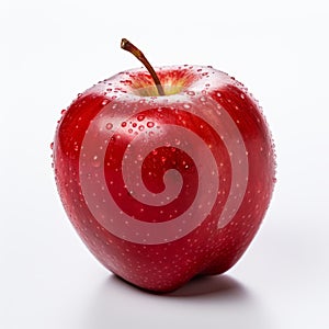 Tonal Sharpness: A Shiny Red Apple On A Clean White Surface photo