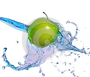 Apple in water stream