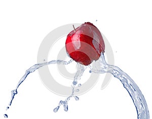 Apple in water stream