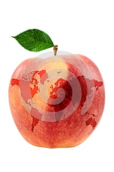 Apple with world map