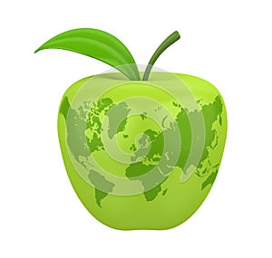 Apple with World Map Isolated