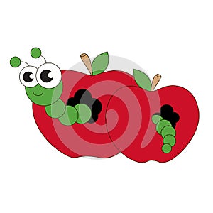 Apple worm cartoon.