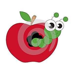 Apple worm cartoon.