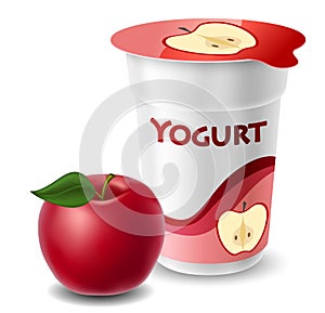 Apple yogurt cup with red apple