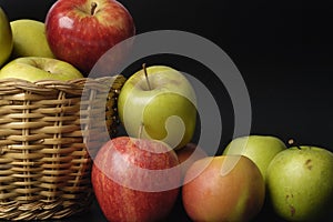 Apples,apples in a wicker bar,