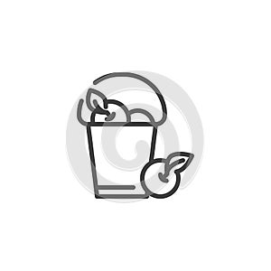 Apples basket line icon