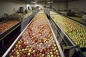 Apples Being Graded In Fruit Processing And Packaging Plant