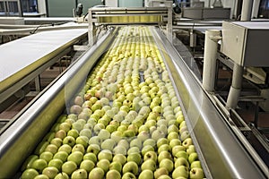 Apples Being Graded In Fruit Processing And Packaging Plant