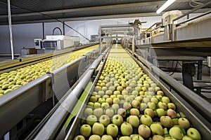 Apples Being Graded In Fruit Processing And Packaging Plant