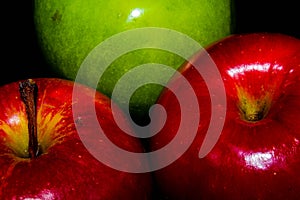 Apples on black backgroundgreen and red Apple on a black background Wallpapers, healthy food